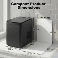HOMCOM Countertop Ice Maker Machine Self-Cleaning Compact Ice Machine with Ice Scoop and Basket Black(m-8)