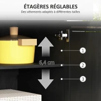 HOMCOM Buffet haut cuisine, armoire de cuisine avec 4 portes, tiroir, plan de travail, étagères réglables, 80x48x170cm, noir(m-7)