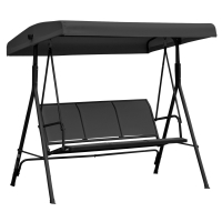 Outsunny Baloiço de Jardim Exterior de 3 Lugares com Toldo Reclinável Assento Respirável e Estrutura de Aço 175x118x159 cm Preto