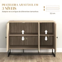 HOMCOM Aparador com Desenho Zig-Zag com Prateleiras Ajustáveis Pés de Aço para Cozinha Entrada Quarto 108x40x80 cm Madeira(m-5)