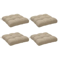 Outsunny Conjunto de Almofadas para Cadeiras de Jantar e Jardim Impermeáveis e Anti-UV com 2 Fitas de Fixação 48x48x10 cm Caqui(m-10)