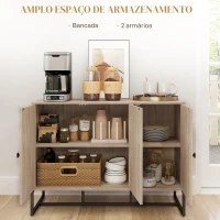 HOMCOM Aparador com Desenho Zig-Zag com Prateleiras Ajustáveis Pés de Aço para Cozinha Entrada Quarto 108x40x80 cm Madeira(m-4)