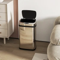 HOMCOM Poubelle de cuisine automatique 30L acier inoxydable, poubelle à capteur de mouvement avec couvercle, 33x25x58cm, argent(m-9)