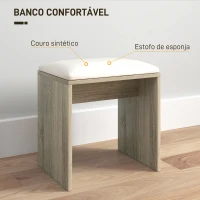 HOMCOM Toucador de Maquilhagem com Banco Mesa de Maquilhagem com Espelho Prateleiras e Gaveta 80x40x132 cm Madeira e Bege(m-7)