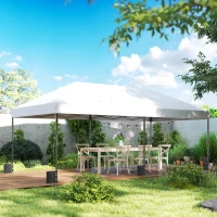 Outsunny Tenda Dobrável 6x3 m Pop-up Altura Ajustável 3 Níveis UPF50+ Fecho Central Sacos de Areia Bolsa com Rodas Prateado(m-9)