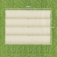 Outsunny Teto de Substituição Retrátil 3,92x3,5 m para Estrutura de 4x3 m Toldo de Tecido Apenas para Jardim com 8 Orifícios Creme(m-3)