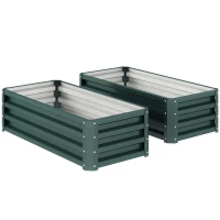 Outsunny Conjunto de 2 Floreiras Grandes para Exterior em Aço Galvanizado Hortas para Terraço Jardim 110x50x30 cm Verde(m-11)