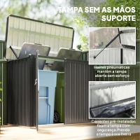Outsunny Abrigo para Contentores de Lixo Duplo em Aço Galvanizado de 240L com Tampa Dobrável e Portas com Fecho Cinzento(m-6)