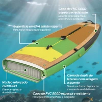 Outsunny Prancha Paddle Surf Insuflável SUP Extra Longa de 335 cm com Assento Remo Conversível Quilhas Bomba e Mochila Carga 180 kg(m-4)