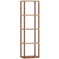 HOMCOM Four-Shelf Floor Lamp - Rustic Brown(m-1)