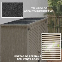 Outsunny Armário de Jardim de Madeira 0,83 m² 127x65x168 cm com 2 Portas de Persiana 2 Prateleiras 2 Alças e Telhado Impermeável Natural(m-5)