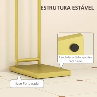 HOMCOM Toalheiro de Pé de 2 Níveis Toalheiro para Casa de Banho com 2 Barras e Estrutura Metálica Estilo Moderno em Forma de L 35,5x20x78 cm Dourado(m-6)
