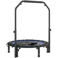 SPORTNOW Trampolim de Fitness Ø102 cm Dobrável com Guiador Ajustável de 4 Níveis e Bandas para Treino de Pernas e Corpo Azul(m-1)