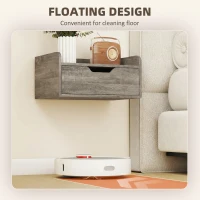 HOMCOM Floating Nightstands Set of 2, Wall Mounted Bedside Table with Drawer for Bedroom, Grey Wood Effect(m-5)