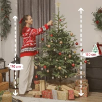 HOMCOM Árvore de Natal Artificial 180 cm com 772 Ramos Densos e Suporte Metálico Dobrável para Interior Verde(m-3)