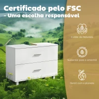 HOMCOM Móvel para Lavatório Pousar com 2 Gavetas para Lavatório sem Pedestal 80x30x60 cm Branco(m-7)