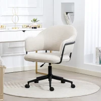 HOMCOM Chaise bureau ergonomique, fauteuil de bureau avec hauteur réglable, pivotant 360°, 63 x 65 x 83-92 cm, crème(m-10)