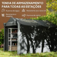 Outsunny Abrigo de Exterior para Ferramentas e Bicicletas 2,2x1,57x1,65 m com Porta Desmontável com Fecho de Correr Cinzento Escuro(m-4)