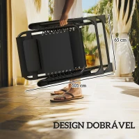 Outsunny Conjunto de 2 Espreguiçadeiras Jardim Exterior Dobráveis de Gravidade Zero com Mesa Auxiliar com Suportes para Copos Almofada de Cabeça Preto(m-7)