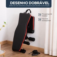 HOMCOM Banco de Musculação Dobrável com Extensão de Perna e Banda de Resistência 130x34x48-109 cm Preto(m-7)