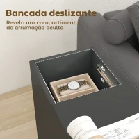 HOMCOM Mesa Auxiliar com Bancada Deslizante e Rodas Mesa Auxiliar com Armazenamento Oculto e Prateleira Ajustável 45x25x70 cm Preto(m-4)