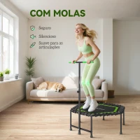 SPORTNOW Trampolim Fitness 114x114x132 cm com Guiador Ajustável em 3 Níveis Estrutura de Aço para Treino de Perna Corpo Verde(m-5)