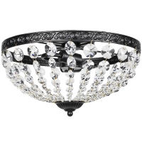 HOMCOM Candeeiro de Teto de Cristal Clássico com 2 Suportes E14 40W Candeeiro de Teto Vintage com 168 Contas de Cristal Ø35x22 cm Preto