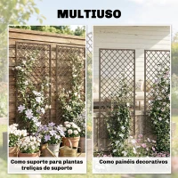 Outsunny Conjunto de 3 Treliças de Jardim em Vime Suportes para Plantas Trepadeiras com Topo Plano 43x112 cm Marrom(m-7)