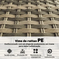 Outsunny Conjunto de Jardim em Vime de 5 Peças Inclui Almofadas 2 Poltronas de Canto Poltrona sem Braços Apoia-Pés e Mesa de Centro Cinza Escuro(m-5)