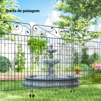 Outsunny Cercas de Jardim de 4 Painéis 88x110 cm Cercas de Jardim Metálicas Cercas Decorativas com Ângulo Ajustável Preto(m-7)