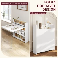 HOMCOM Mesa Dobrável Pequena Mesa de Jantar com Folha Abatível 4 Compartimentos para Cozinha Até 3 Pessoas 78,5x91x93 cm Branco(m-4)