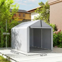 Outsunny Abri de jardin tente de stockage imperméable abri moto porte enroulable, pour vélo moto 162 x 221,5 x 163 cm, gris clair(m-3)