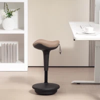 HOMCOM Tabouret dynamique, tabouret assis-debout ergonomique, hauteur réglable, rotatif à 360°, 34 x 34 x 68,5-83,5 cm, marron(m-2)