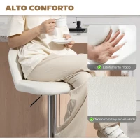 HOMCOM Conjunto de 2 Bancos de Bar com Altura Ajustável Assento Giratório e Apoio para os Pés 43x45x81-101 cm Creme(m-7)