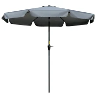 Outsunny Parasol de Jardín de Aluminio Ø266x250 cm con Ángulo Ajustable Protección UV50+ Techo de Ventilación y Manivela Gris(m-11)
