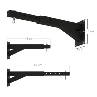 SPORTNOW Suporte para Saco de Boxe de Parede com Distância Ajustável de 45-65 cm Gancho Giratório de 360° e Correntes Preto(m-3)