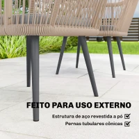 Outsunny Conjunto de 2 Cadeiras de Jardim Exterior em Vime com Almofadas Apoios de Braço e Estrutura de Aço 54x65x80 cm Cinza(m-5)
