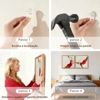 HOMCOM Pinturas em Tela de Figuras Dinâmicas à Mão 40x40 cm 2 Peças Pinturas de Arte de Parede Emolduradas Decoração Moderna Vermelho(m-5)