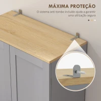 HOMCOM Armário de Cozinha com 4 Portas e Prateleiras Ajustáveis Anti-Tombo 60x30x171 cm Cinzento(m-6)