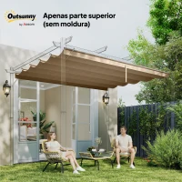 Outsunny Cobertura para Teto Retrátil de 2,5x2,55 m para Pérgola 3x3 Tecido de Substituição com 10 Orifícios de Drenagem Castanho(m-7)