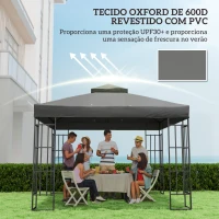 Outsunny Toldo de Substituição para Pérgola 3x3 m Toldo de Substituição com Teto Duplo Proteção UV 30+ Toldo para Pérgola Cinza(m-6)