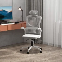 Vinsetto Fauteuil de bureau pivotant 360° avec appui-tête réglable et support lombaire - hauteur d'assise réglable gris(m-10)