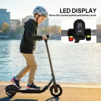 SPORTNOW Trotinetă electrică copii 6-14 ani, ecran LED, lumini RGB, roți 16,5 cm, viteză 10 km/h, pornire prin împingere, negru(m-4)