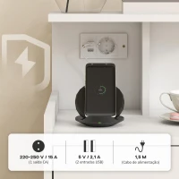 HOMCOM Mesa de Cabeceira com Estação de Carregamento Portos USB Gaveta e Prateleiras Abertas 40x40x60 cm Branco(m-4)