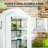 Outsunny Estufa de Jardim com 1 Porta 2 Janelas e Prateleiras de 2 Níveis em Forma de U para Cultivo de Plantas 140x73x190 cm Branco(m-6)