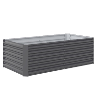 Outsunny Floreira Grande Exterior Retangular em Aço Galvanizado para Terraço com Base Aberta 180x90x57,5 cm Cinzento