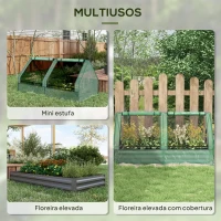 Outsunny Floreira Exterior Grande com Mini Estufa com Base Aberta para Jardim Terraço Varanda 185x95x92 cm Cinzento e Verde(m-4)