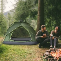 Outsunny Tente de camping tente pop up légère 2-3 pers. - 2 grandes portes - 210 x 210 x 140 cm fibre verre polyester(m-10)