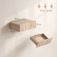 HOMCOM Conjunto de 2 Mesas de Cabeceira Flutuantes com 1 Gaveta para Quarto 40x30x15 cm Carvalho(m-3)