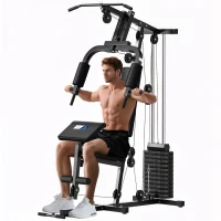 Station de musculation fitness - Collaboration Aosom.fr x FFHandball - 12 blocs de poids de 5,5 kg - 135 x 103 x 210 cm(m-11)